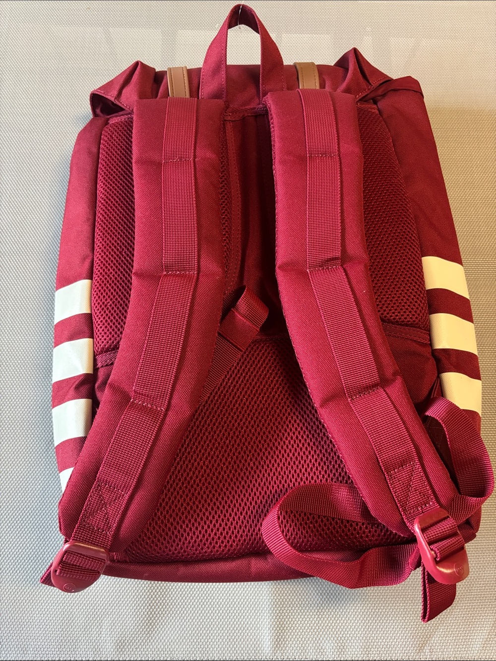 Herschel Supply Company Burgundy Backpack with Cream Stripes NWOT - Picture 2 of 8